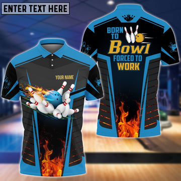 BlueJose The Blue Bowling Ball Born To Bowl Forced To Work Personalized Name 3D Shirt