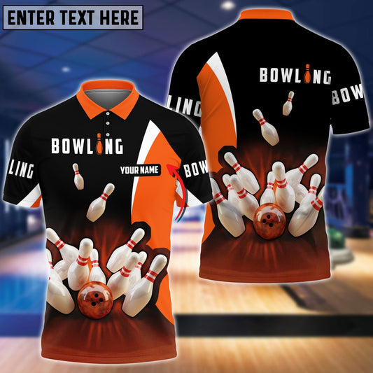 BlueJose Perfect Orange Strike Bowling Personalized Name 3D Shirt Personalized Shirts For Bowling Players
