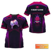 Pickleball Paddles Purple Pattern Personalized Name 3D Tshirt Gift For Pickleball Player