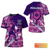 Pickleball, Scritch Woman Purple Pink Pattern Personalized Name 3D Tshirt Gift For Pickleball Player