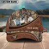 BlueJose Hunting Personalized Name Brown Carving Leather Pattern 3D Classic Cap