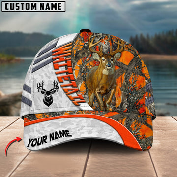 BlueJose Hunting Orange Camo White Sport Customized Name Cap