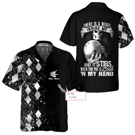 BlueJose There Is A Beast Inside Me Silver Bowling Personalized Name Hawaiian Shirt