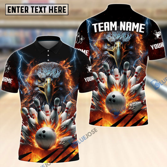 BlueJose Eagle Power Bowling And Pins Customized Name 3D Shirt Personalized Shirts For Bowling Players