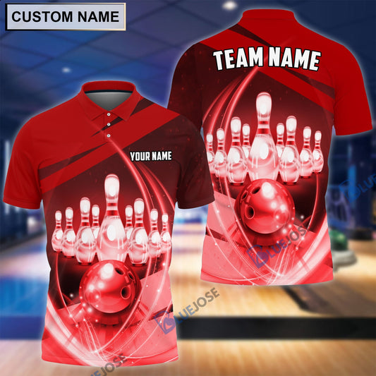 BlueJose Bowling Ball And Pins Thunder Multicolor Customized Name, Team Name 3D Shirt