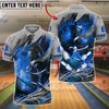 BlueJose Bowling And Pins Spartan Warrior Flame Customized Name, Team Name 3D Shirt (4 Colors)