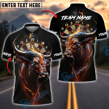 BlueJose Darts Bull Thunder Lightning Customized Name, Team Name 3D Shirt (4 Colors)