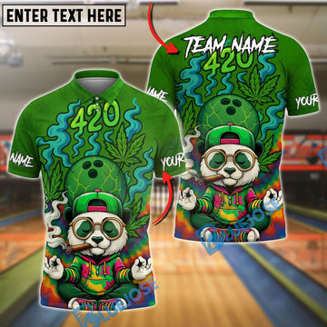 BlueJose Bowling 420 Funny Panda Customized Name, Team Name 3D Shirt