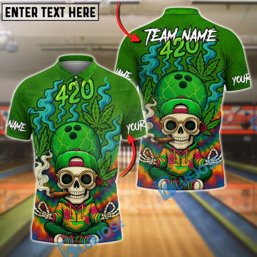 BlueJose Bowling 420 Funny Skull Customized Name, Team Name 3D Shirt