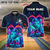 BlueJose Bowling And Pins Neon Cool Customized Name, Team Name 3D Shirt (4 Colors)