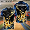 BlueJose Bowling And Pins Smoke Premium Gold Pattern Customized Name, Team Name 3D Shirt (4 Colors)