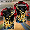 BlueJose Bowling And Pins Smoke Premium Gold Pattern Customized Name, Team Name 3D Shirt (4 Colors)