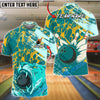 BlueJose Bowling And Pins Grunge Splash Tiger Vector Art Customized Name, Team Name 3D Shirt (4 Colors)