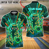 BlueJose Bowling & Pin Neon Grumpy Cat Hate People Art Customized Name, Team Name 3D Shirt (4 Colors)