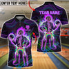 BlueJose Bowling & Pin Neon Skeleton Bowler Punk Style Art Customized Name, Team Name 3D Shirt (4 Colors)