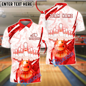 BlueJose Bowling And Pins Ice Glow Graphic Customized Name, Team Name 3D Shirt (4 Colors)