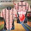 BlueJose Bowling And Pins Tribal Glossy Graphic Customized Name, Team Name 3D Shirt (4 Colors)
