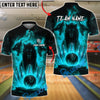 BlueJose Bowling And Pins Fire Wolves Strike Graphic Customized Name, Team Name 3D Shirt (4 Colors)