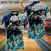 BlueJose Bowling And Pins Eagle Head Scratch Hexagon Art Customized Name, Team Name 3D Shirt (4 Colors)