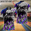 BlueJose Bowling And Pins Eagle Head Scratch Hexagon Art Customized Name, Team Name 3D Shirt (4 Colors)