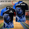 BlueJose Bowling And Pins Futuristic Neon Customized Name, Team Name 3D Shirt (4 Colors)