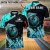 BlueJose Bowling And Pins Futuristic Neon Customized Name, Team Name 3D Shirt (4 Colors)