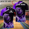 BlueJose Bowling And Pins Futuristic Neon Customized Name, Team Name 3D Shirt (4 Colors)