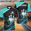 BlueJose Bowling And Pins Apex Pro-Series Customized Name, Team Name 3D Shirt (4 Colors)