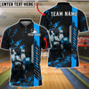 BlueJose Bowling And Pins Inferno Lightning Bolt Customized Name, Team Name 3D Shirt (4 Colors)