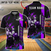 BlueJose Bowling And Pins Inferno Lightning Bolt Customized Name, Team Name 3D Shirt (4 Colors)