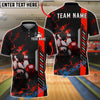 BlueJose Bowling And Pins Inferno Lightning Bolt Customized Name, Team Name 3D Shirt (4 Colors)