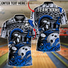 BlueJose Bowling And Pins Spartan Roman Warrior Flame Art Customized Name, Team Name 3D Shirt (4 Colors)
