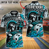 BlueJose Bowling And Pins Spartan Roman Warrior Flame Art Customized Name, Team Name 3D Shirt (4 Colors)