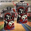 BlueJose Bowling And Pins Spartan Roman Warrior Flame Art Customized Name, Team Name 3D Shirt (4 Colors)
