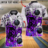 BlueJose Bowling And Pins Panther Break Wall Paint Customized Name, Team Name 3D Shirt (6 Colors)