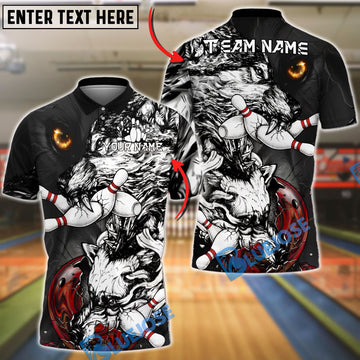 BlueJose Bowling And Pins Wolf Strike Beast Customized Name, Team Name 3D Shirt (4 Colors)