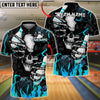 BlueJose Bowling And Pins Flaming Skull Crack Graphic Customized Name, Team Name 3D Shirt (4 Colors)