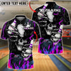 BlueJose Bowling And Pins Flaming Skull Crack Graphic Customized Name, Team Name 3D Shirt (4 Colors)