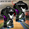 BlueJose Bowling And Pins Spider Web Graphic Customized Name, Team Name 3D Shirt (4 Colors)