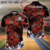 BlueJose Bowling And Pins Fierce Angry Crocodile Graphic Customized Name, Team Name 3D Shirt (4 Colors)