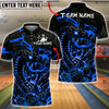 BlueJose Bowling And Pins Cobra Lightning Graphic Customized Name, Team Name 3D Shirt (4 Colors)