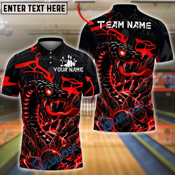 BlueJose Bowling And Pins Cobra Lightning Graphic Customized Name, Team Name 3D Shirt (4 Colors)