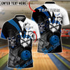 BlueJose Bowling And Pins Skull Heart Chain Graphic Customized Name, Team Name 3D Shirt (4 Colors)