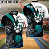 BlueJose Bowling And Pins Skull Heart Chain Graphic Customized Name, Team Name 3D Shirt (4 Colors)