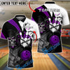 BlueJose Bowling And Pins Skull Heart Chain Graphic Customized Name, Team Name 3D Shirt (4 Colors)