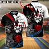BlueJose Bowling And Pins Skull Heart Chain Graphic Customized Name, Team Name 3D Shirt (4 Colors)