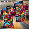 BlueJose Bowling And Pins Strike Force Comic Graffiti Customized Name, Team Name 3D Shirt (4 Colors)
