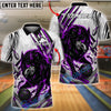 BlueJose Bowling And Pins Fierce Wolf Flame Scratch Pattern Customized Name, Team Name 3D Shirt (4 Colors)