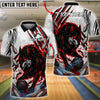 BlueJose Bowling And Pins Fierce Wolf Flame Scratch Pattern Customized Name, Team Name 3D Shirt (4 Colors)