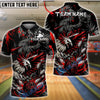 BlueJose Bowling And Pins Fierce Phoenix Flame Graphic Customized Name, Team Name 3D Shirt (4 Colors)